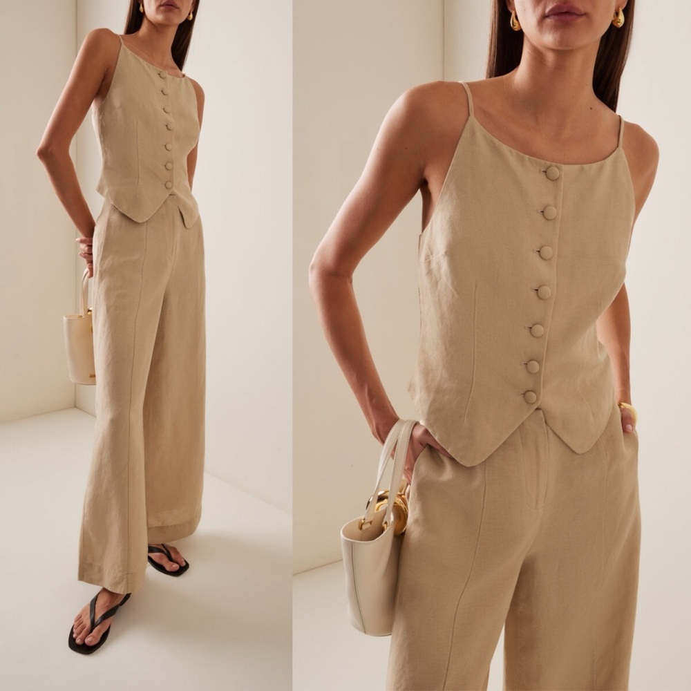 NWT Onia Air Linen High Neck Top in Jute Size 4 Neutral Vest